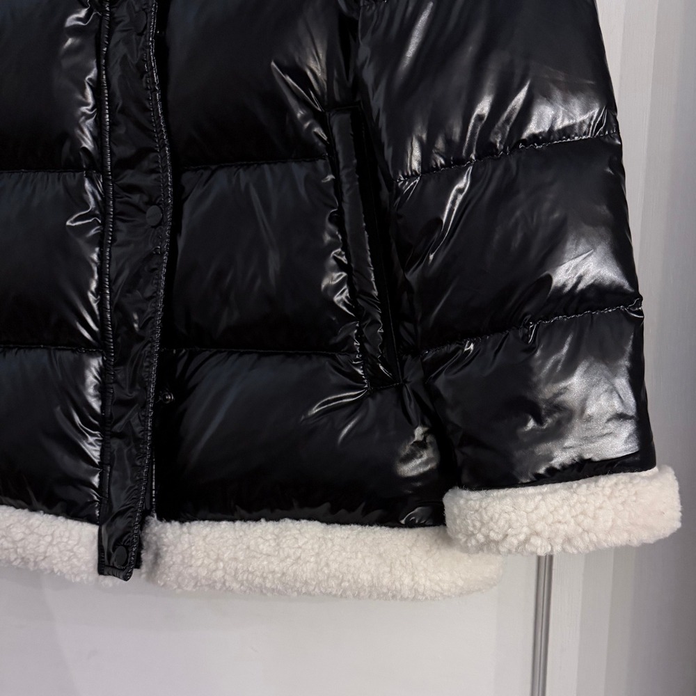 NWOT Sanctuary Down Puffer Sherpa Trim High Shine Black S Cybercore Streetwear - Picture 8 of 10
